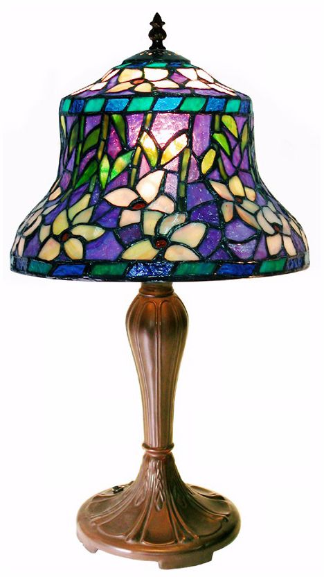 Ivory and Purple Lily Tiffany Style Accent Table Lamp