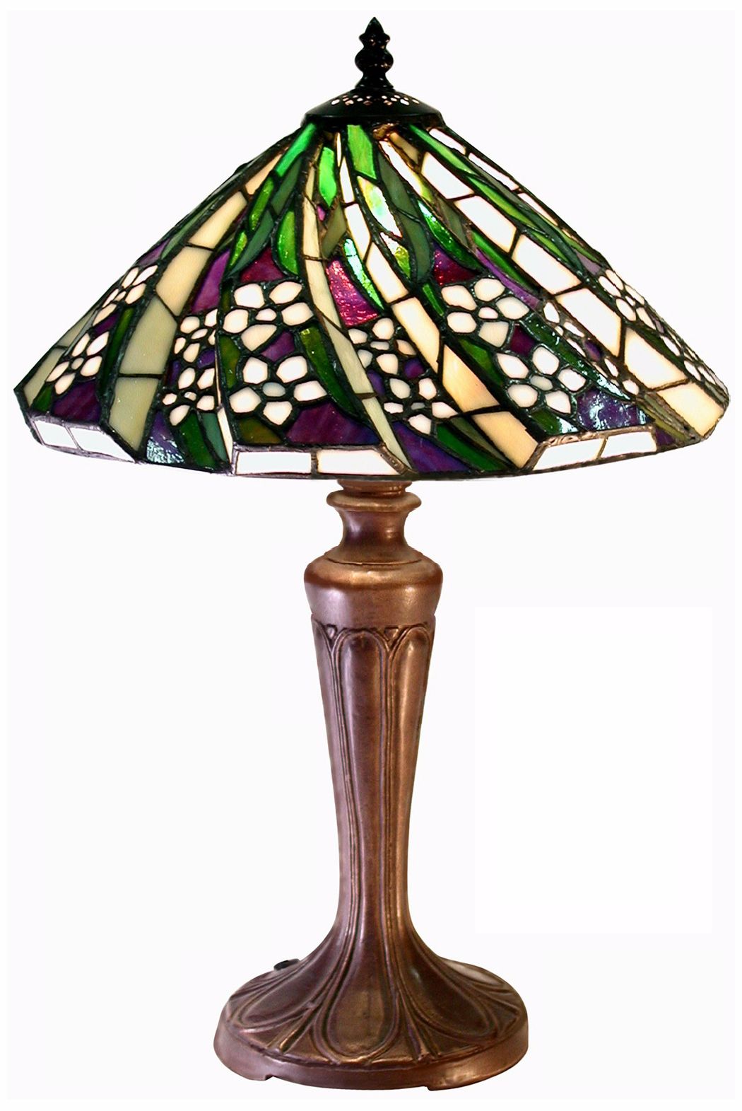 White Pansy Tiffany Style Table Lamp