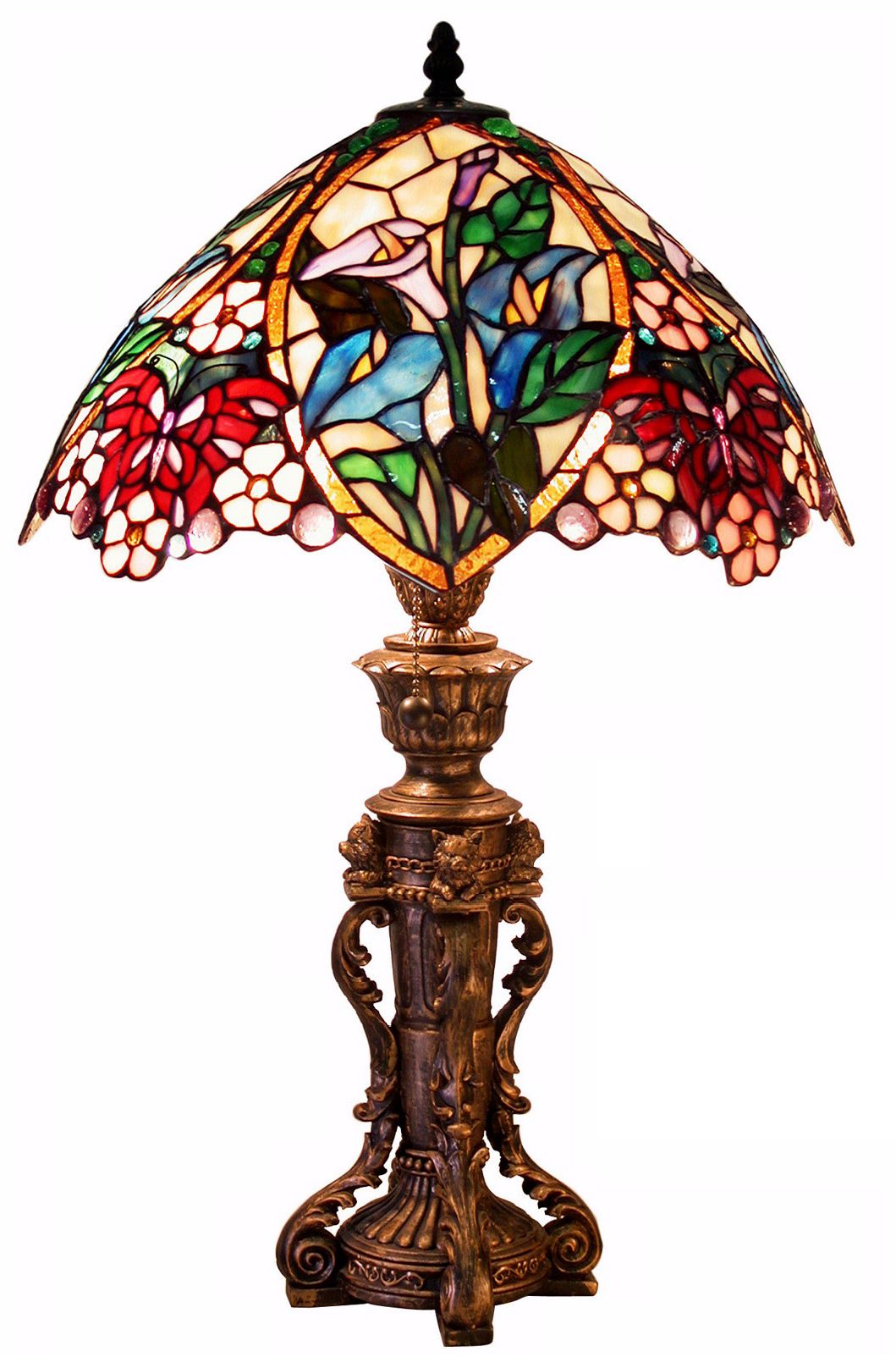 Ornate Butterfly Floral Tiffany Style Table Lamp