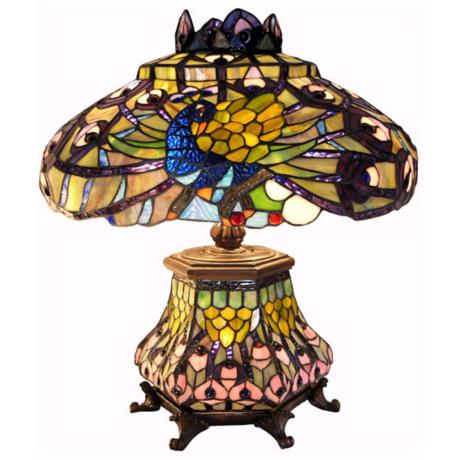 Peacock Tiffany Style Accent Table Lamp