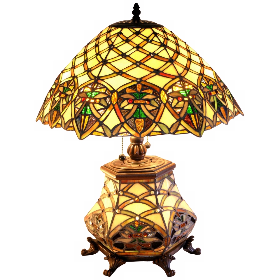 Garden Trellis Night Light Tiffany Style 26" High Table Lamp   #J6809