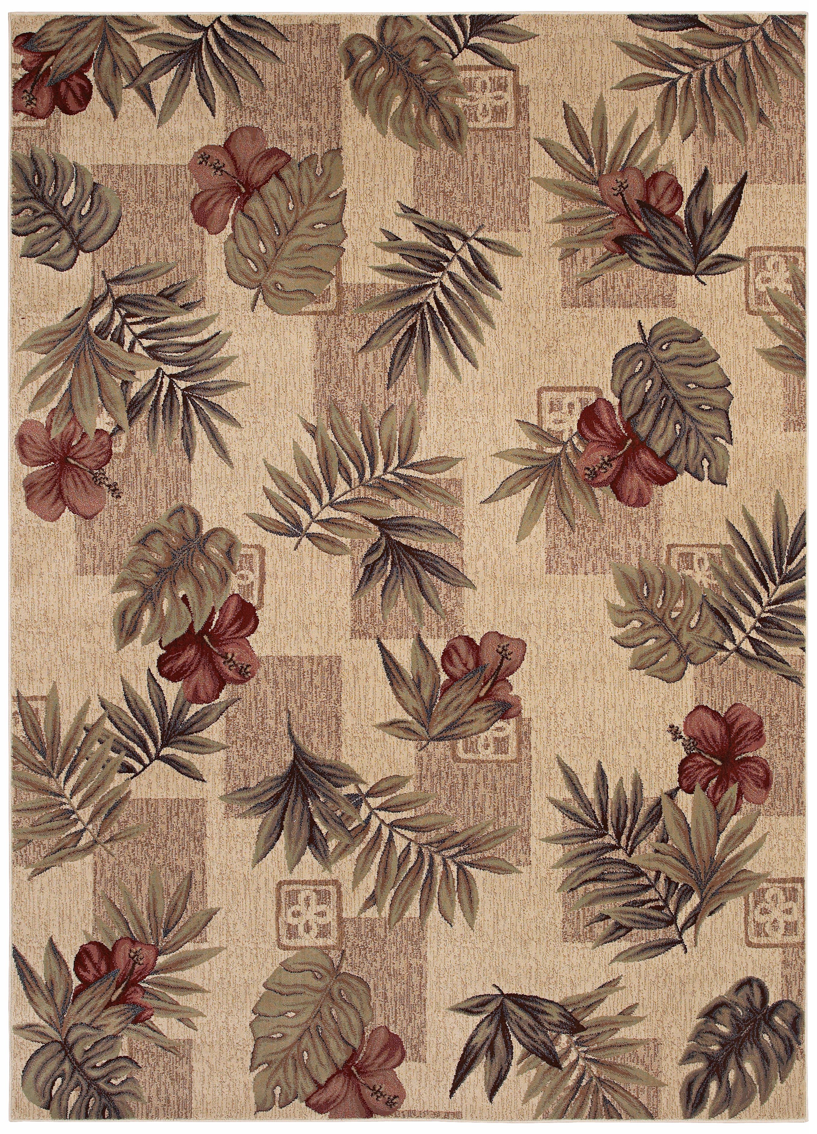 Kathy Ireland Kauai Leaves Beige Area Rug