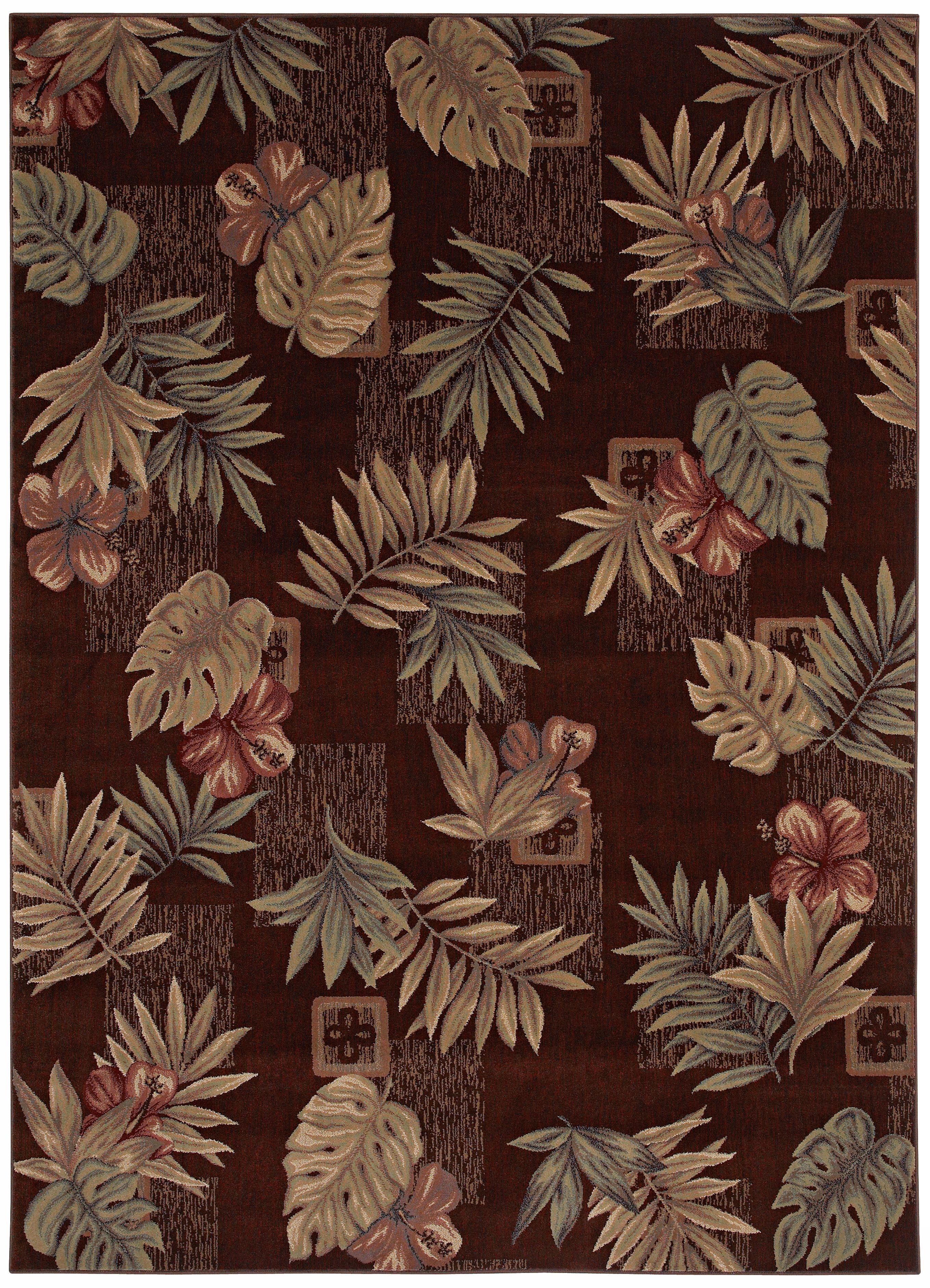 Kathy Ireland Kauai Leaves Brown Area Rug