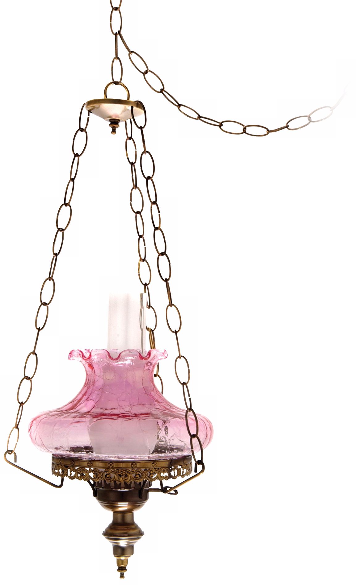 Pink Crackle Tamoshanta Plug-in Swag Chandelier