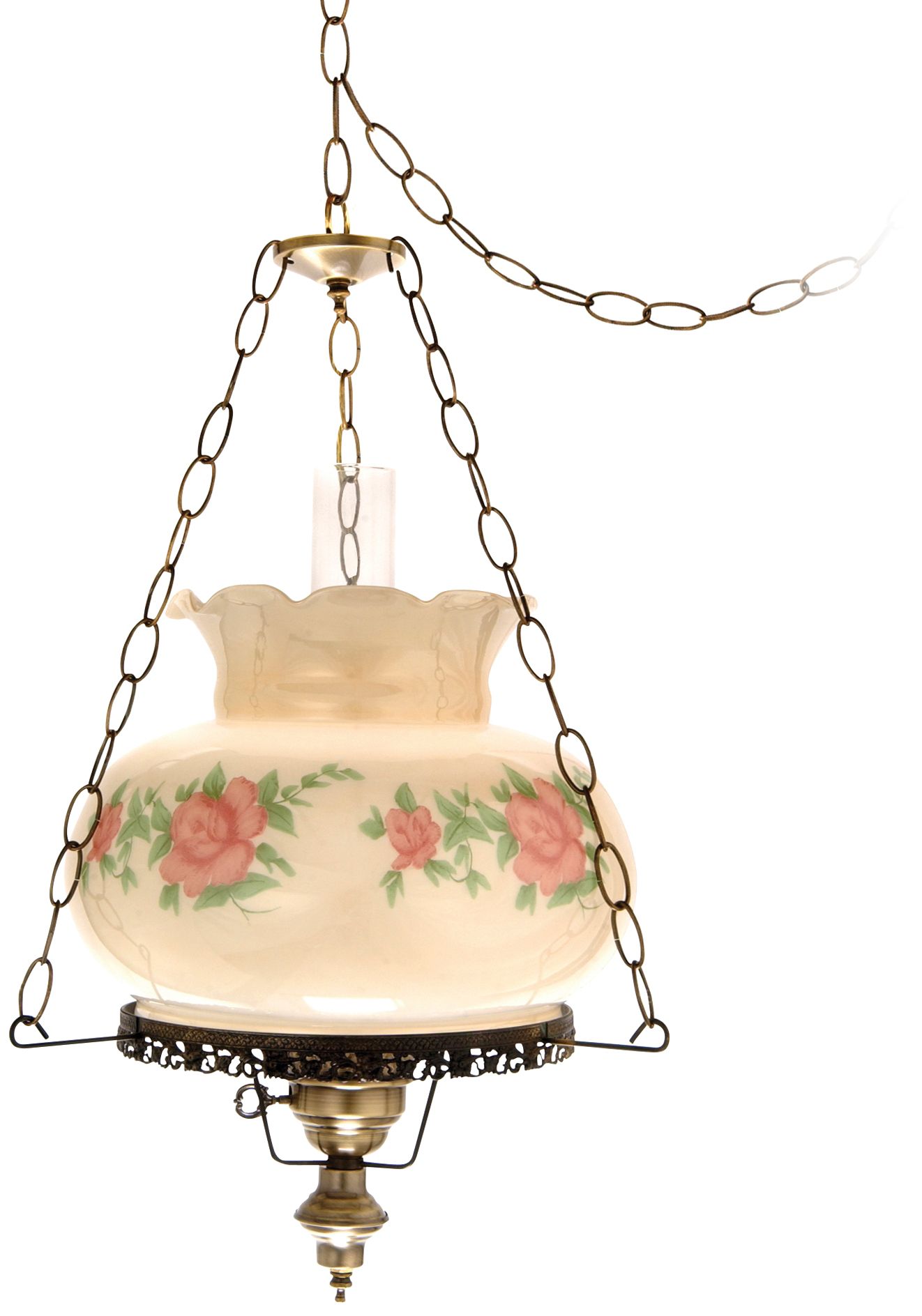 Red Rose with Amber Glaze 17" Wide Plug-in Swag Chandelier