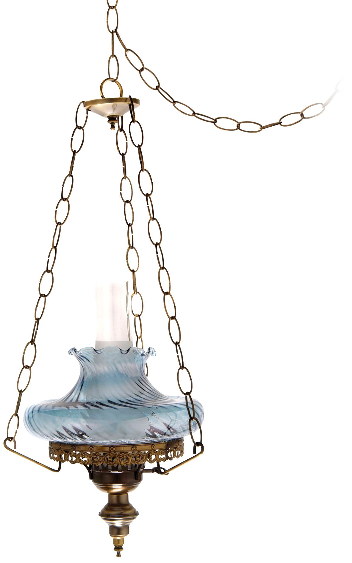 Blue Swirl Tamoshanta 13" Wide Plug-in Style Swag Chandelier