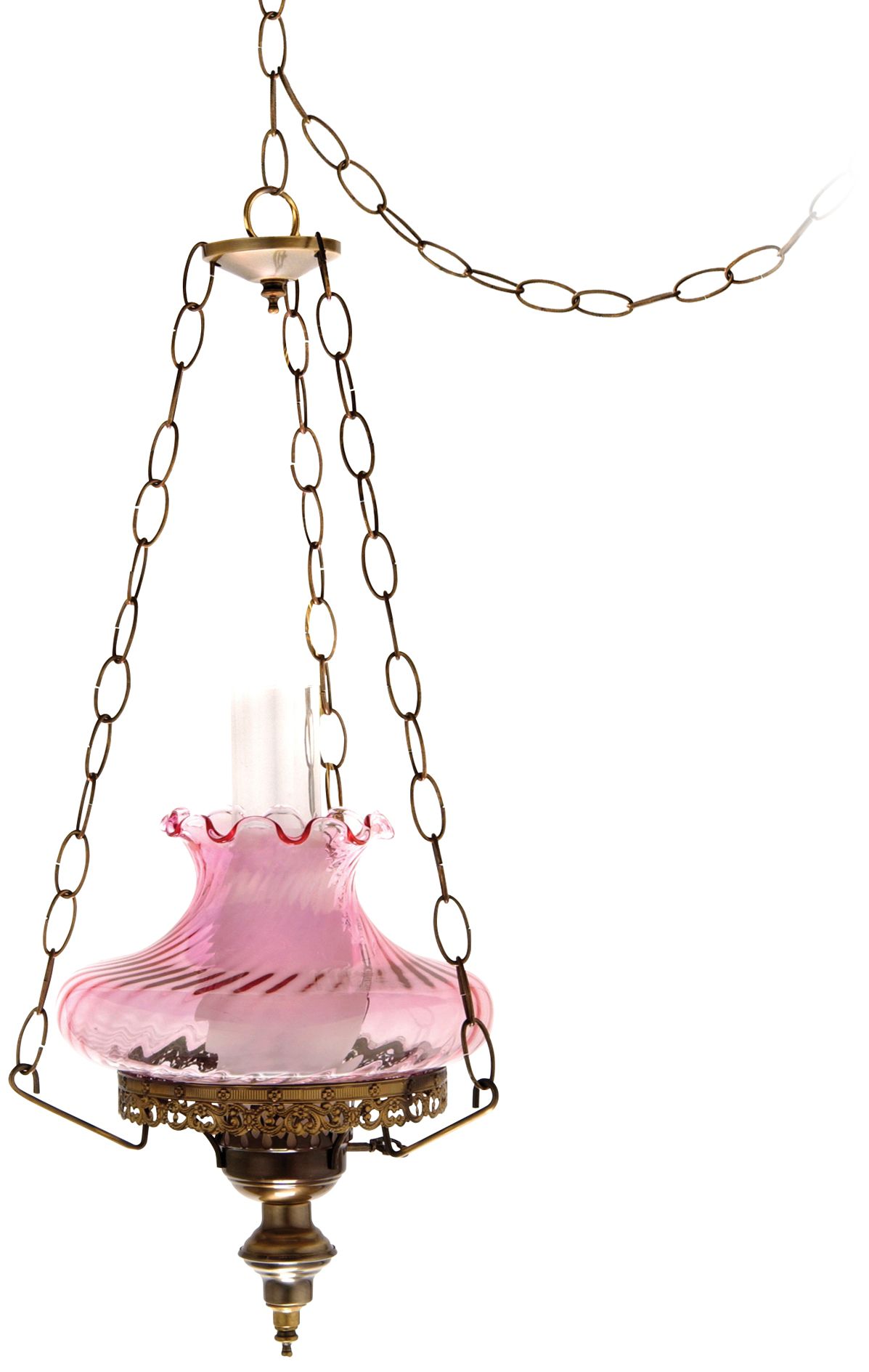 Pink Swirl Tamoshanta 13" Wide Plug-in Style Swag Chandelier