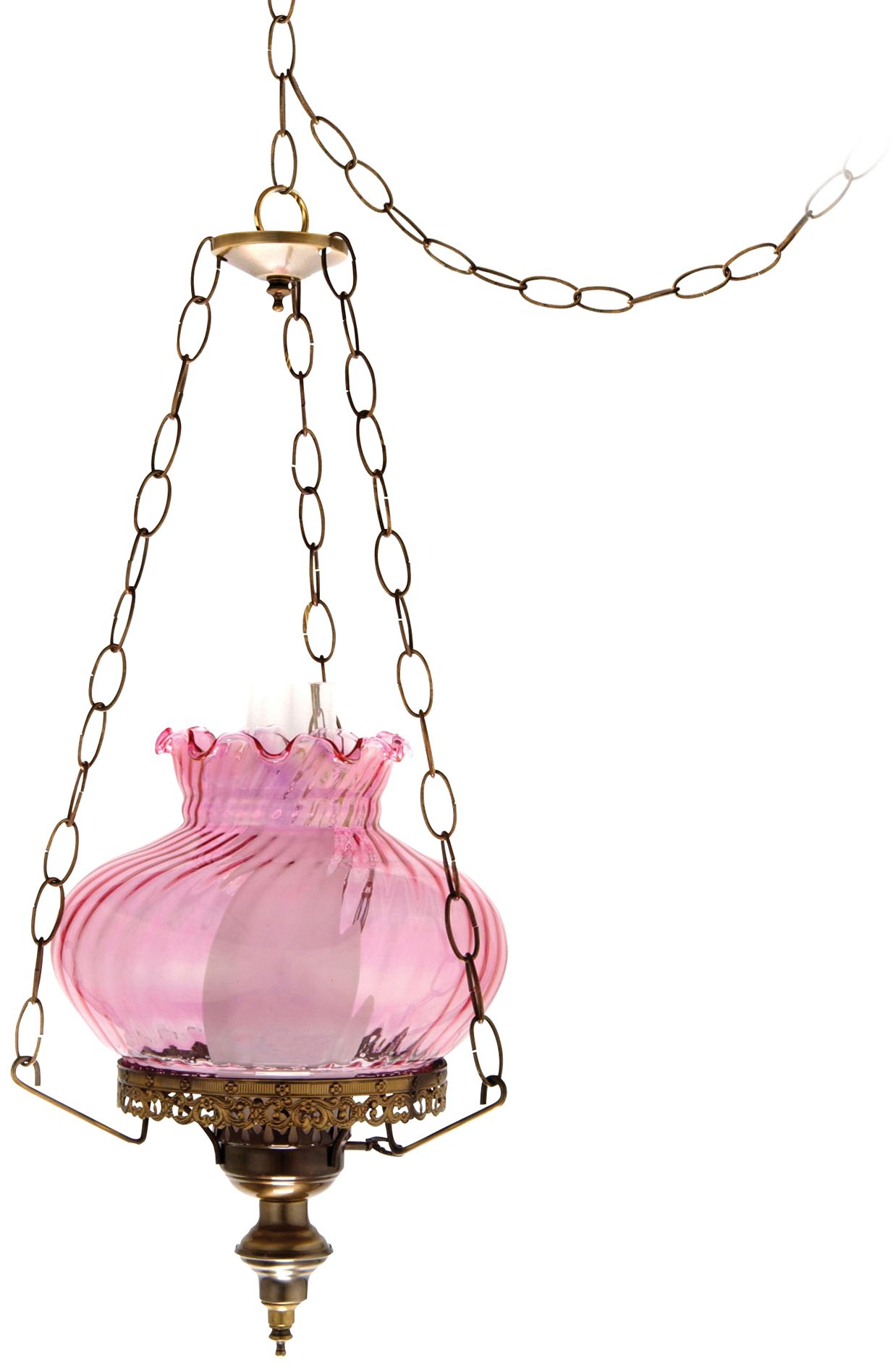 Pink Swirl Student 13" Wide Plug-in Style Swag Chandelier