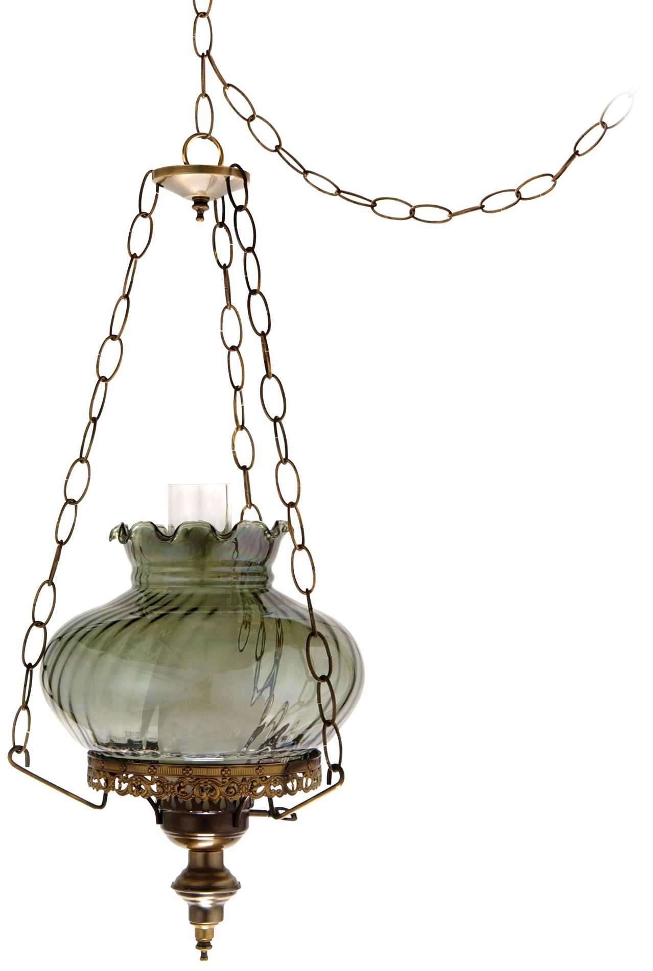 Victorian Swirled Glass 13" Wide Plug-in Swag Chandelier