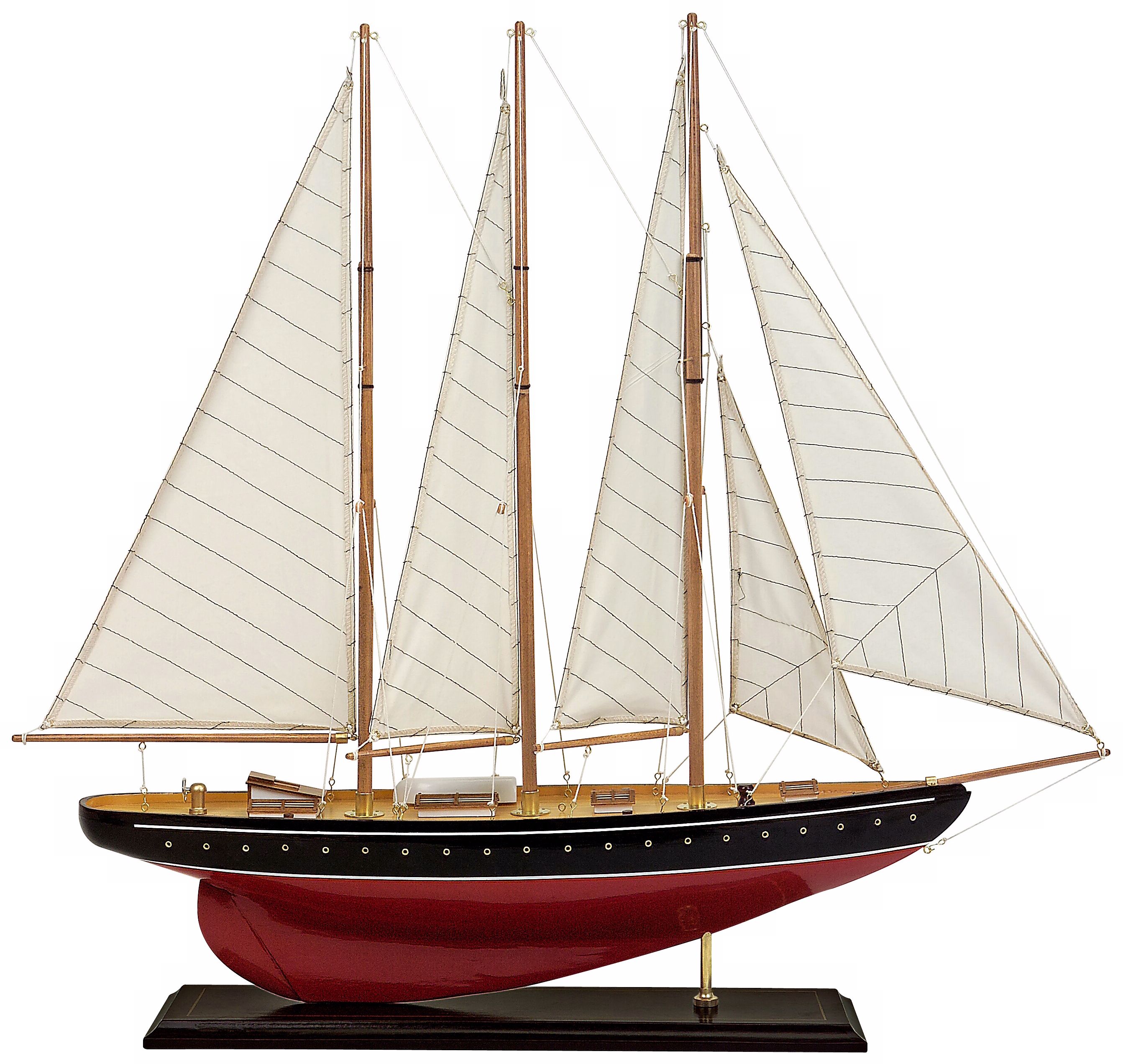 Maroon and Black Model Sailboat