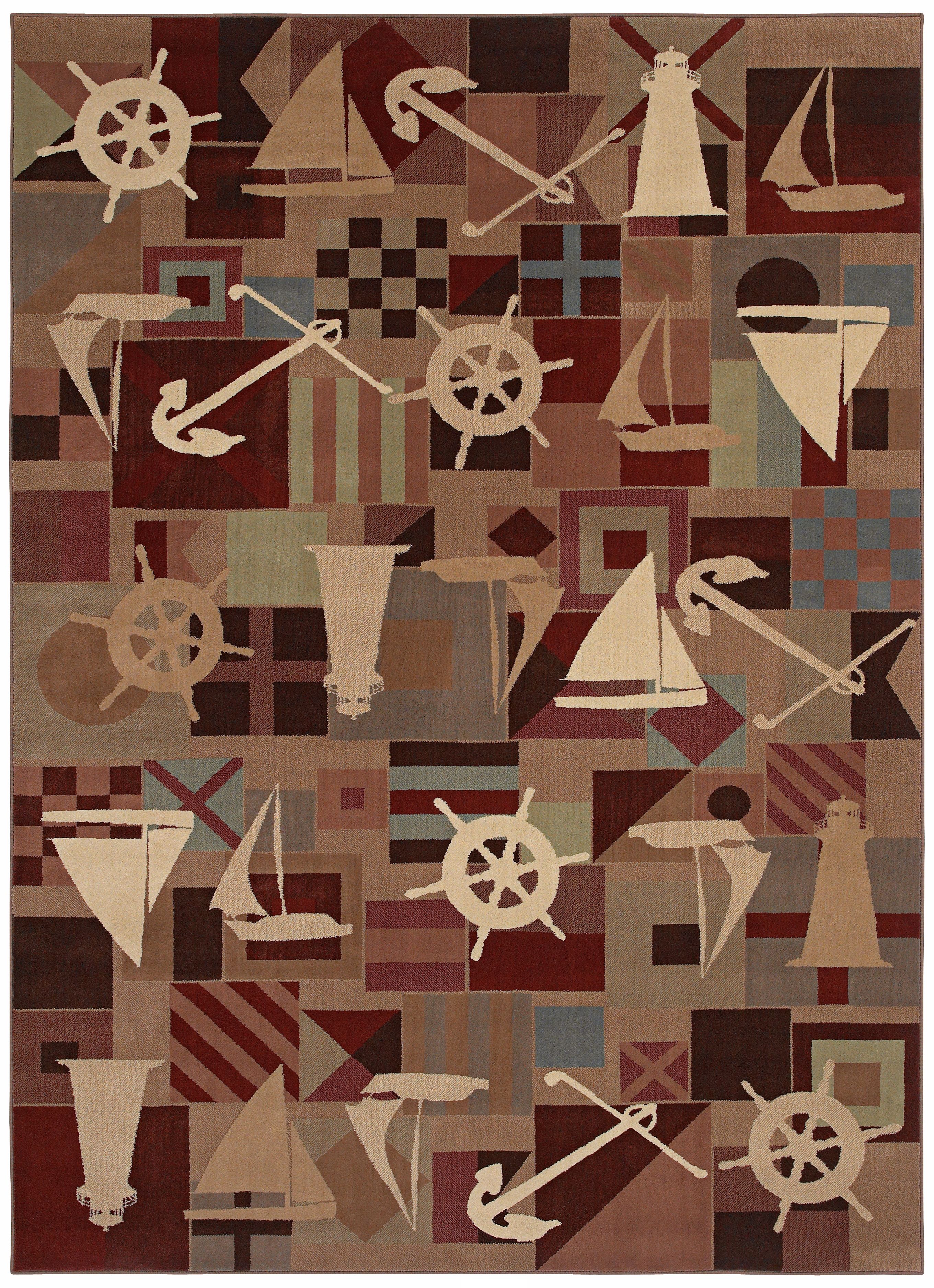 Kathy Ireland Anchors Aweigh Brown Multi Area Rug
