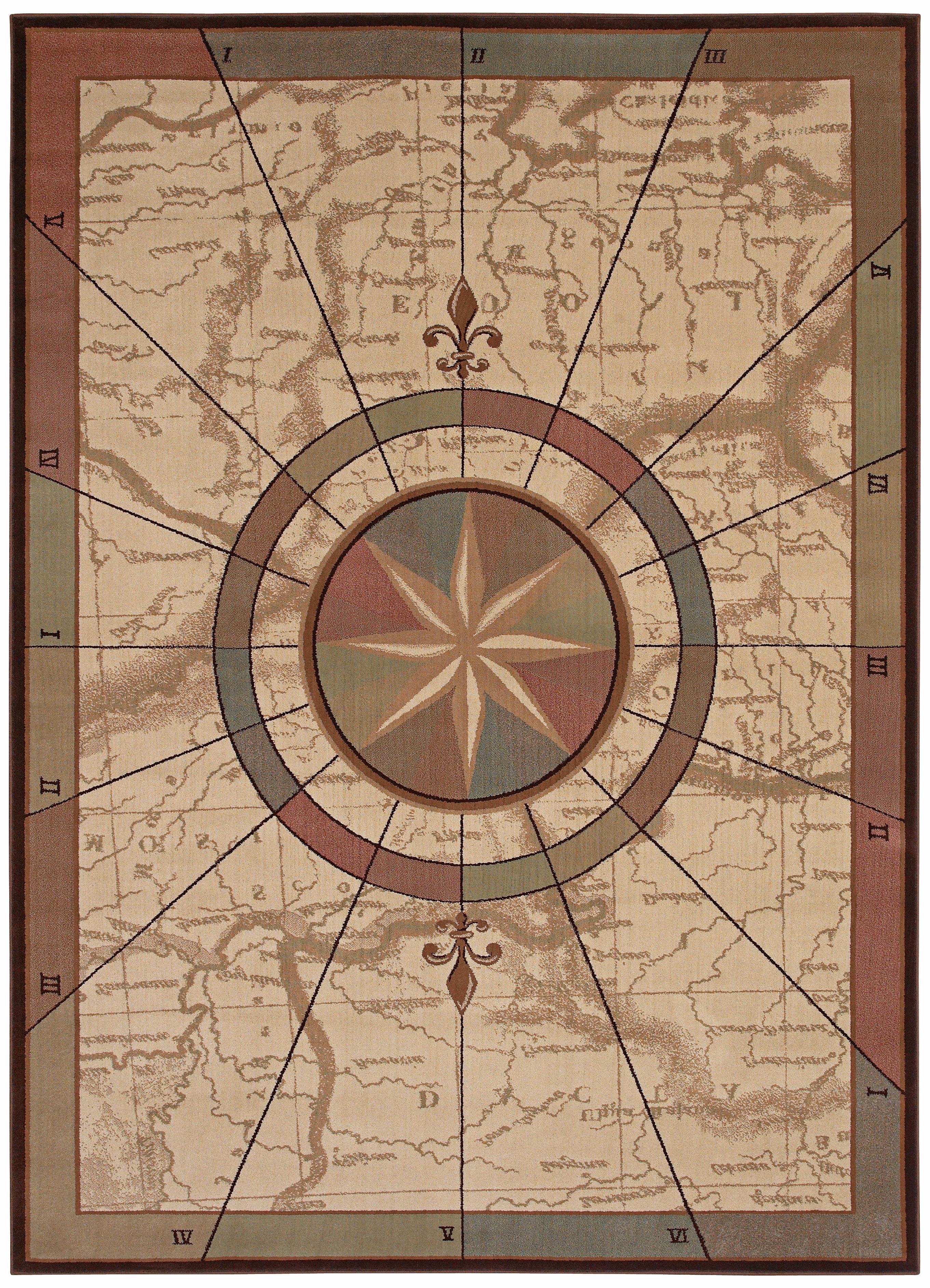 Kathy Ireland Nautical Voyages Beige Area Rug