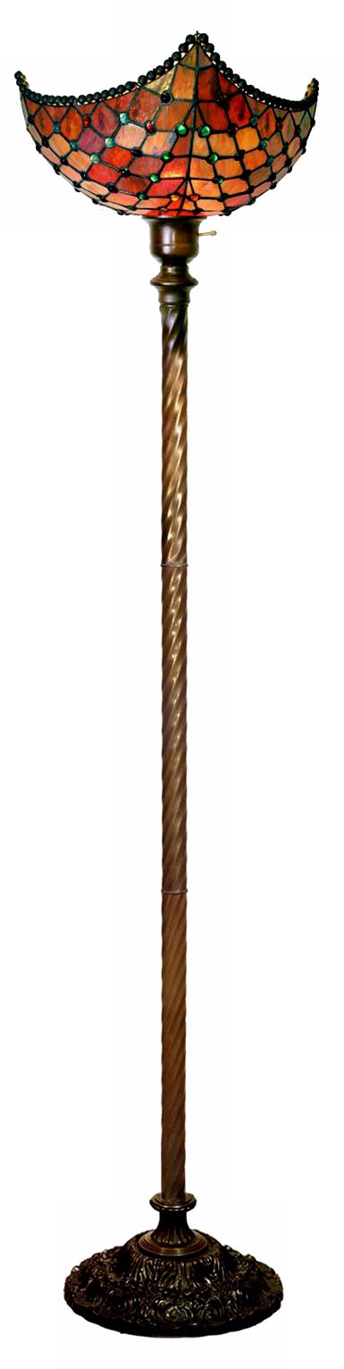 Royal Tiffany Style Glass Torchiere Floor Lamp