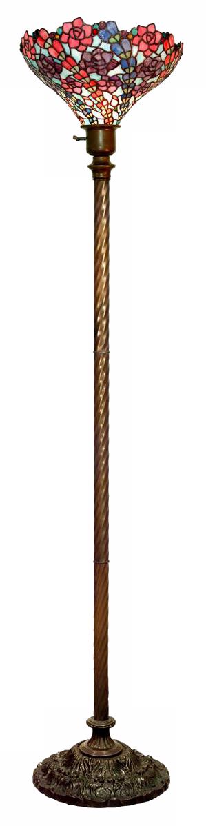 Vine Floral Tiffany Style Glass Torchiere Floor Lamp
