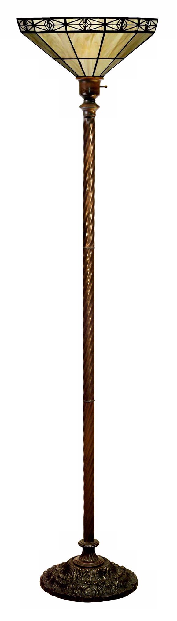 Iris Mission Tiffany Style Glass Torchiere Floor Lamp
