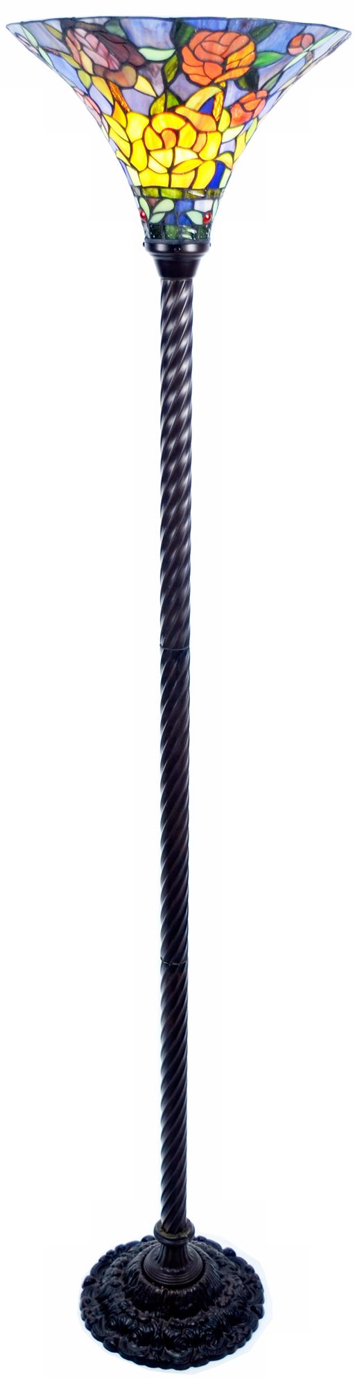 Rose Garden Tiffany Style Torchiere Floor Lamp