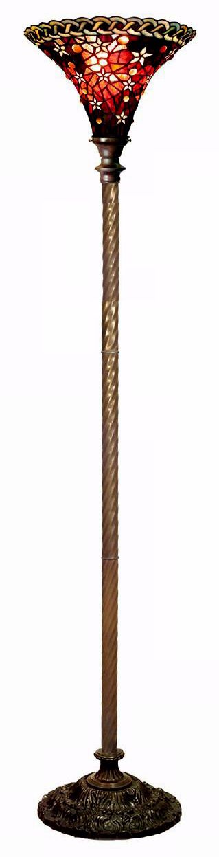 Claret Vintage Star Tiffany Style Torchiere Floor Lamp