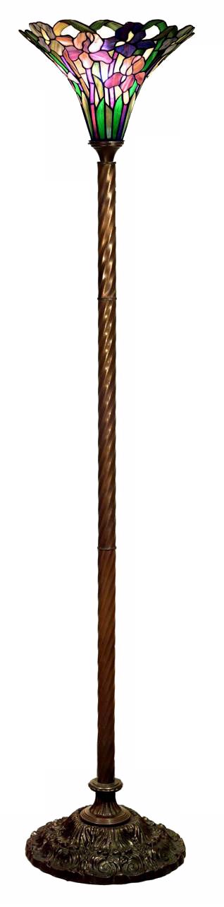 Flower Garden Tiffany Style Glass Torchiere Floor Lamp