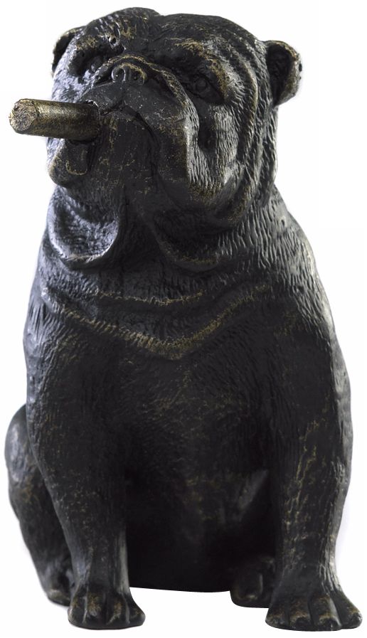Cigar Smoking Bulldog Iron Sculpture J7647
