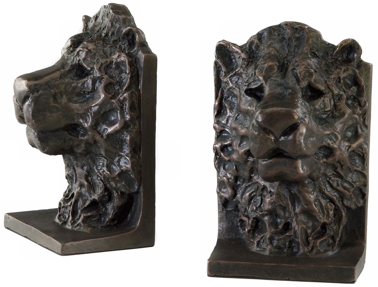 Bronze Leo Bookends J7672