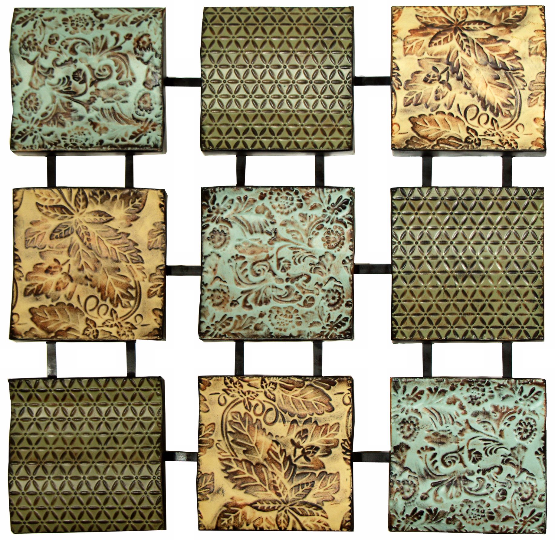 Nine Panel Decorative Metal 30" Square Wall Art