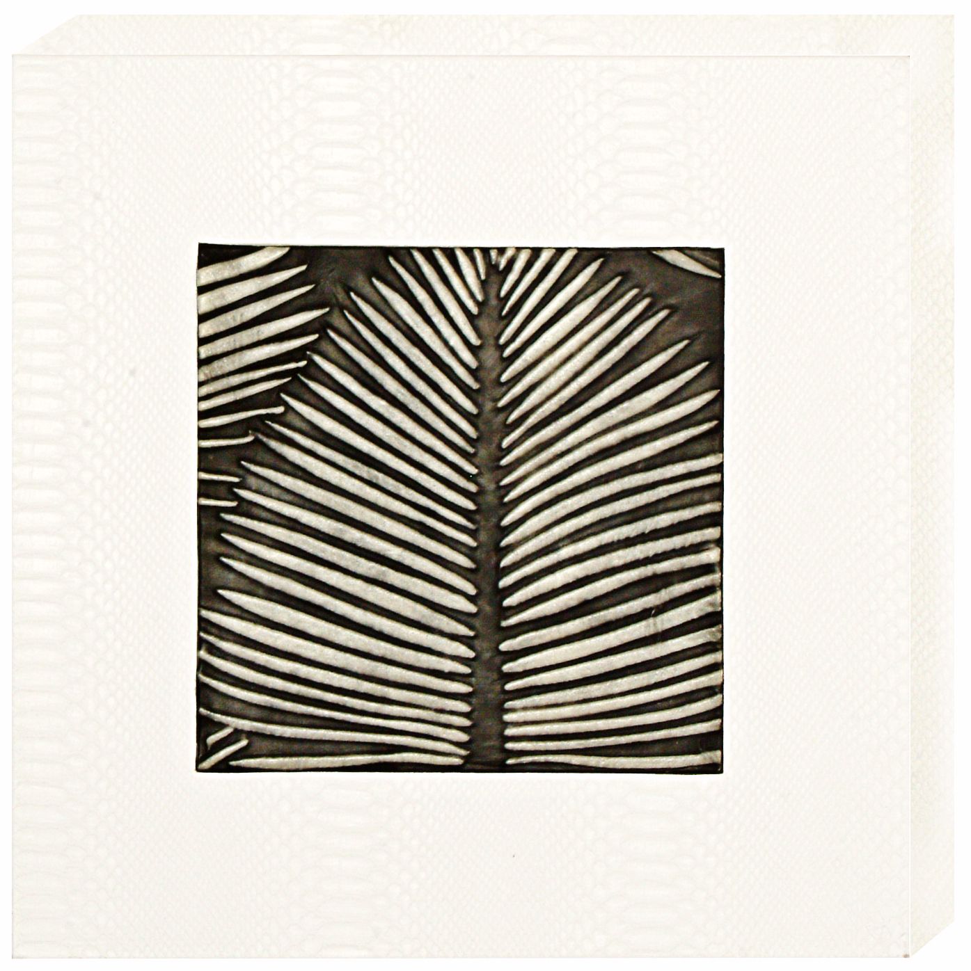 Foliage Embossed Faux Leather I 20" Square Wall Art