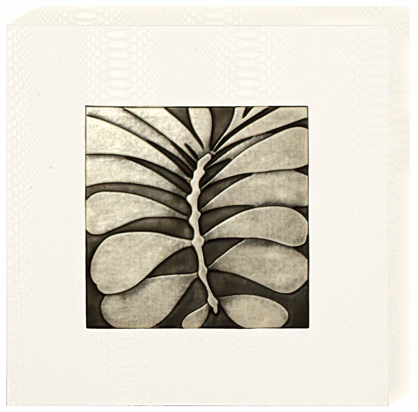 Foliage Embossed Faux Leather II 20" Square Wall Art