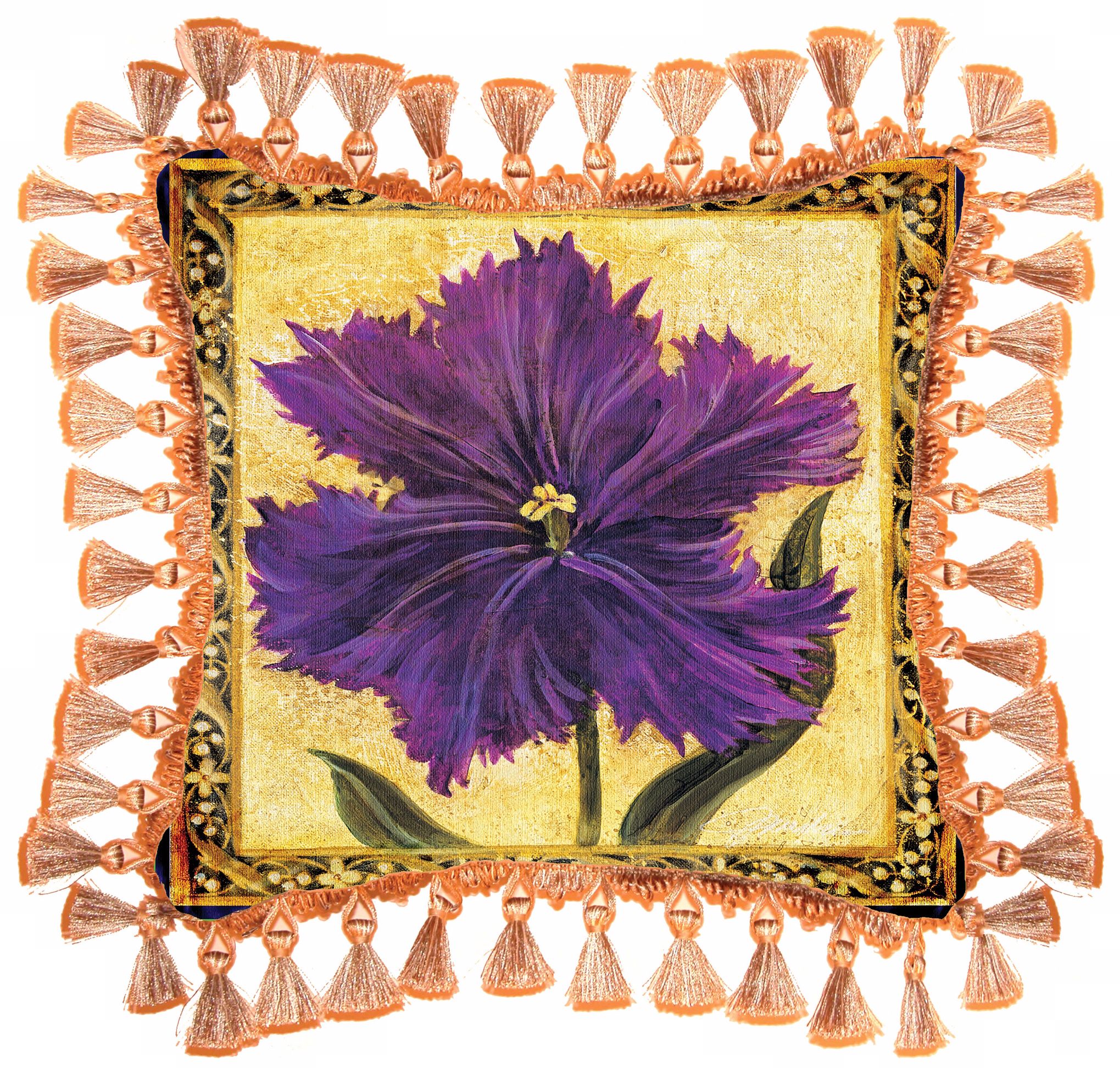 Purple Tulip Fringe Accent Pillow