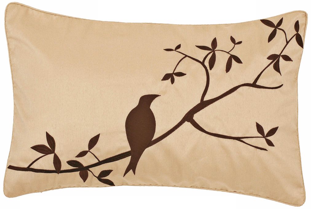 Surya Beige and Chocolate Bird  Pillow