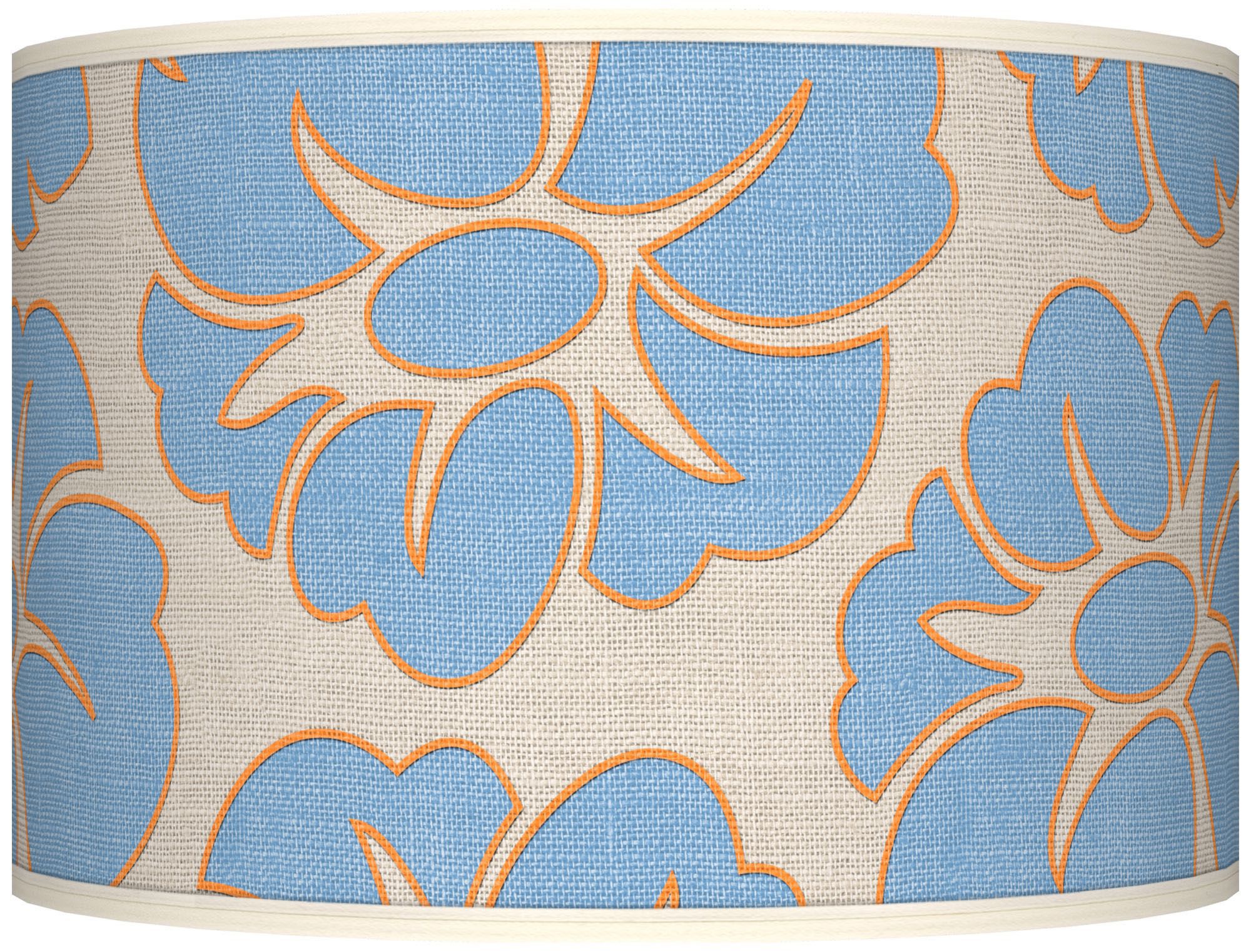 Floral Blue Silhouette Giclee Shade 12x12x8.5 (Spider)