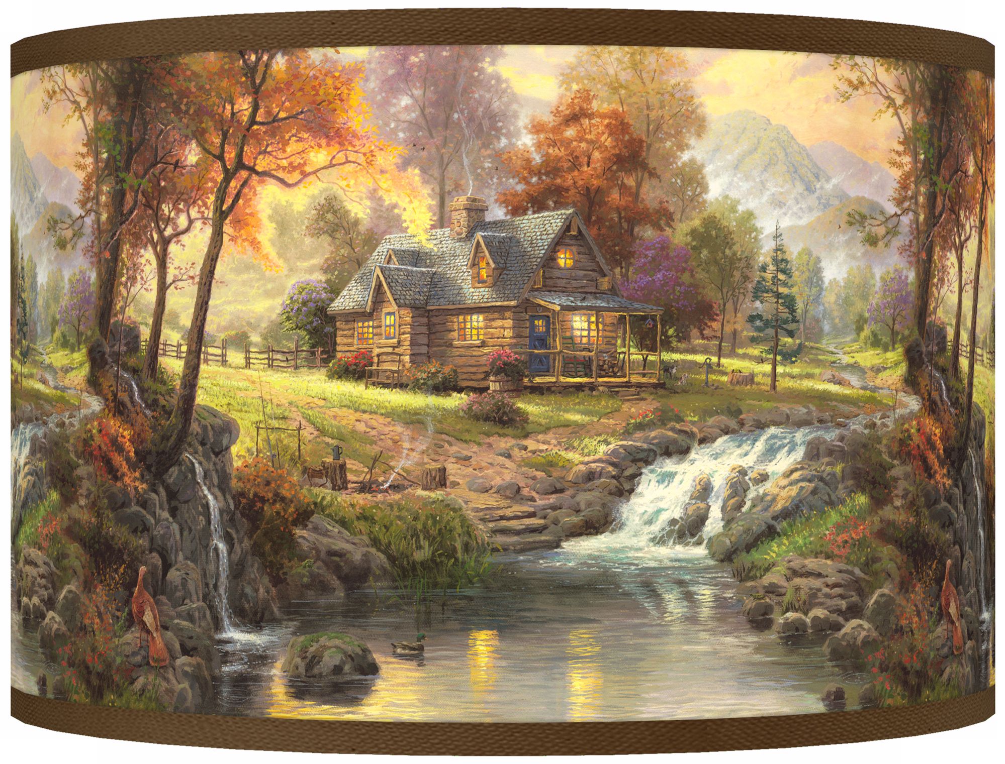 Thomas Kinkade Mountain Retreat Shade 12x12x8.5