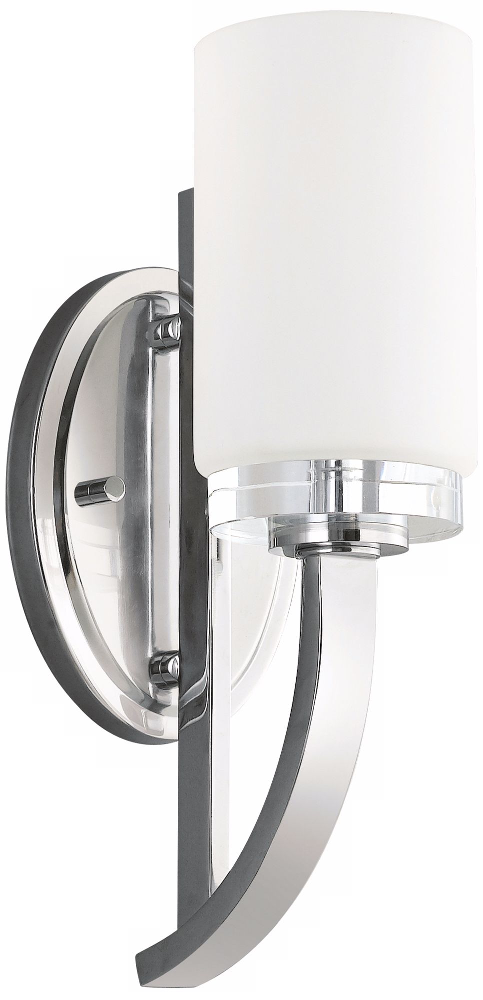 Chrome Finish Opal Etched Glass K9 Crystal Bath Wall Sconce