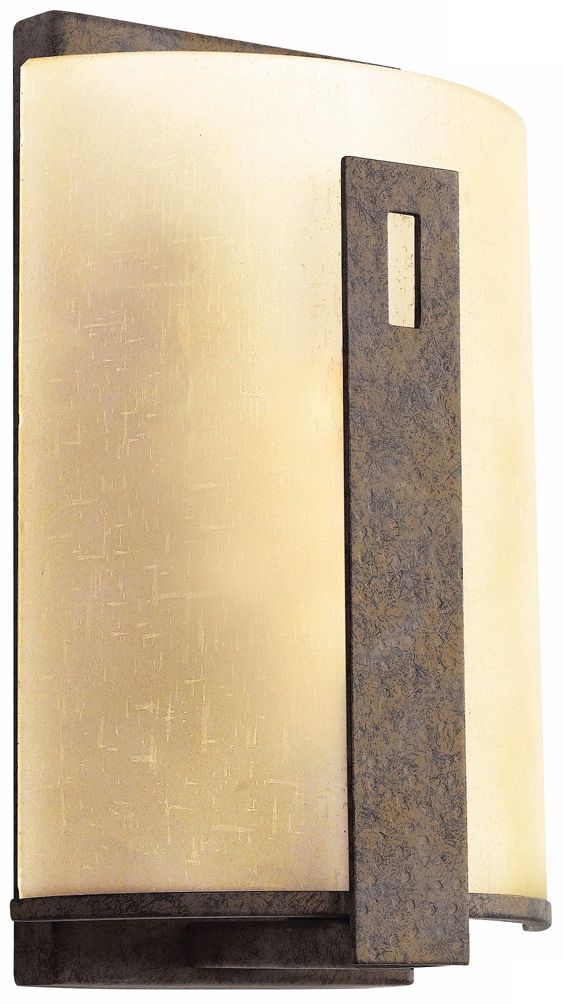 Olde Iron Finish Linen Glass 11" High Wall Sconce