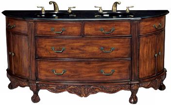 Walnut Finish Demilune Twin Sink Vanity