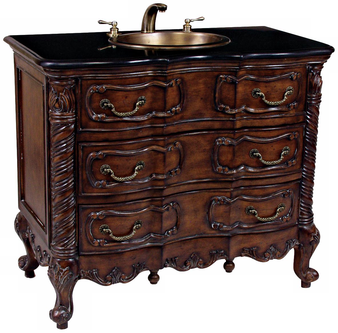 Walnut Finish French Style Sink Vanity