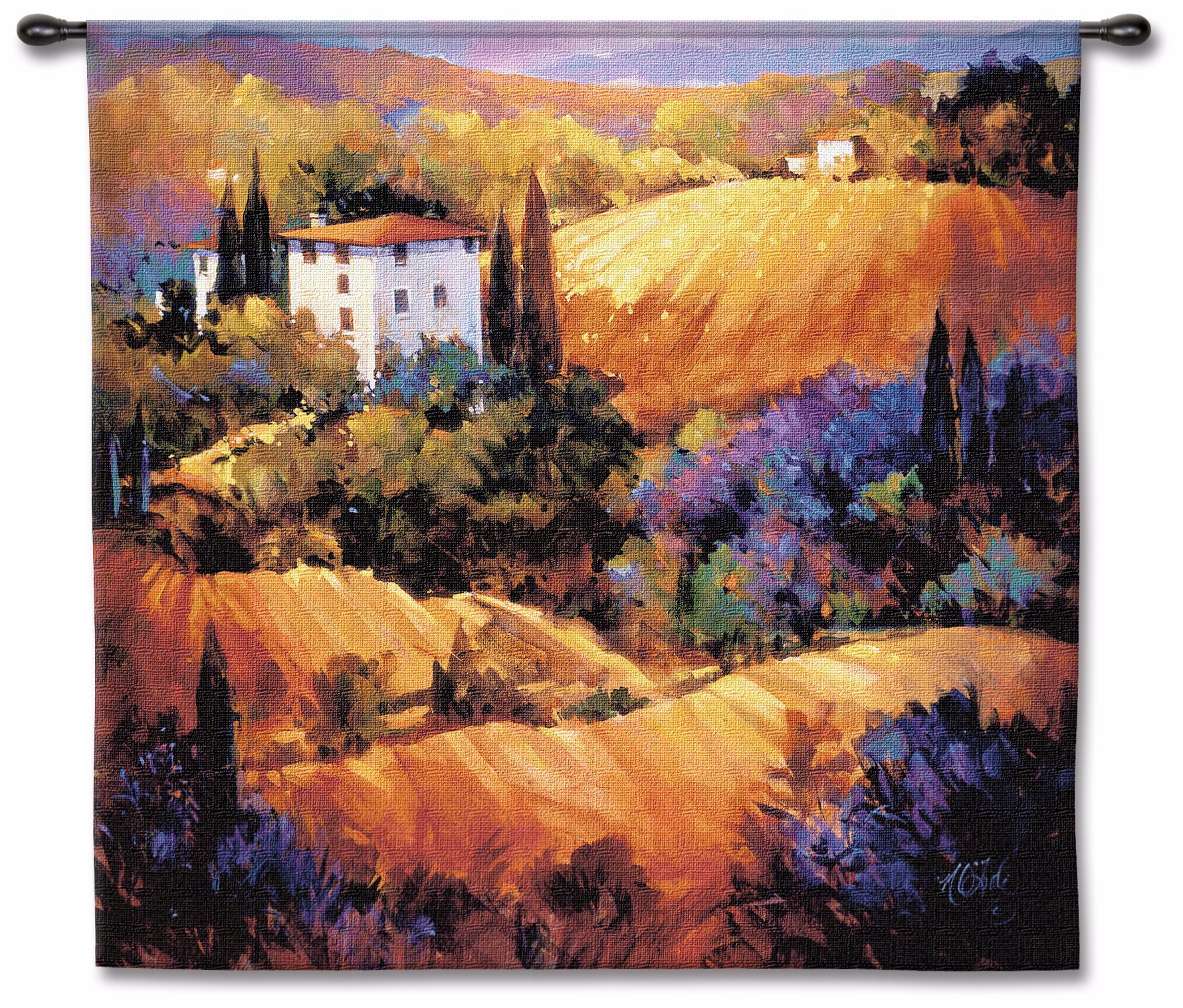 Villa on the Hillside 53" Square Wall Tapestry