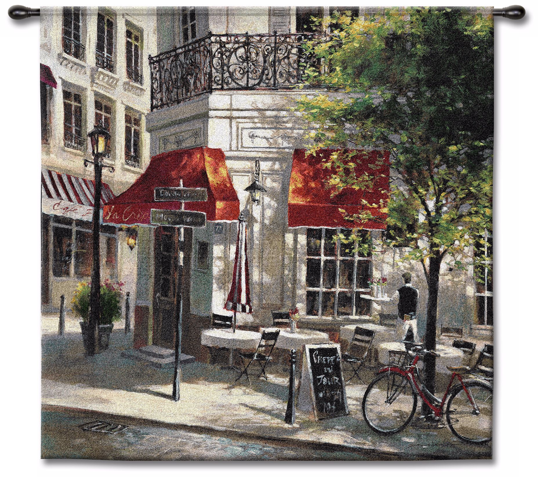 Sidewalk Cafe 53" Square Wall Tapestry