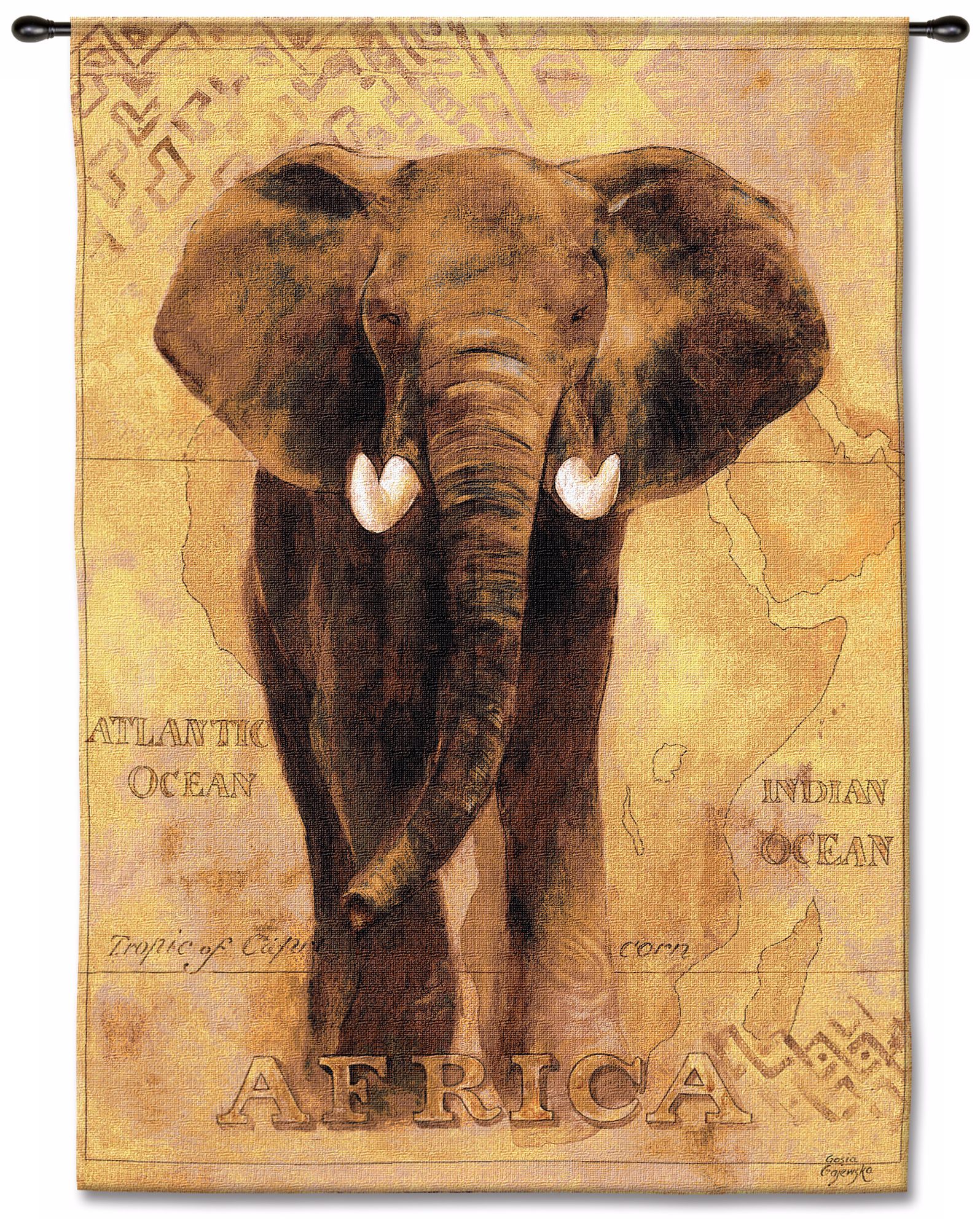 African Elephant 53" High Wall Tapestry