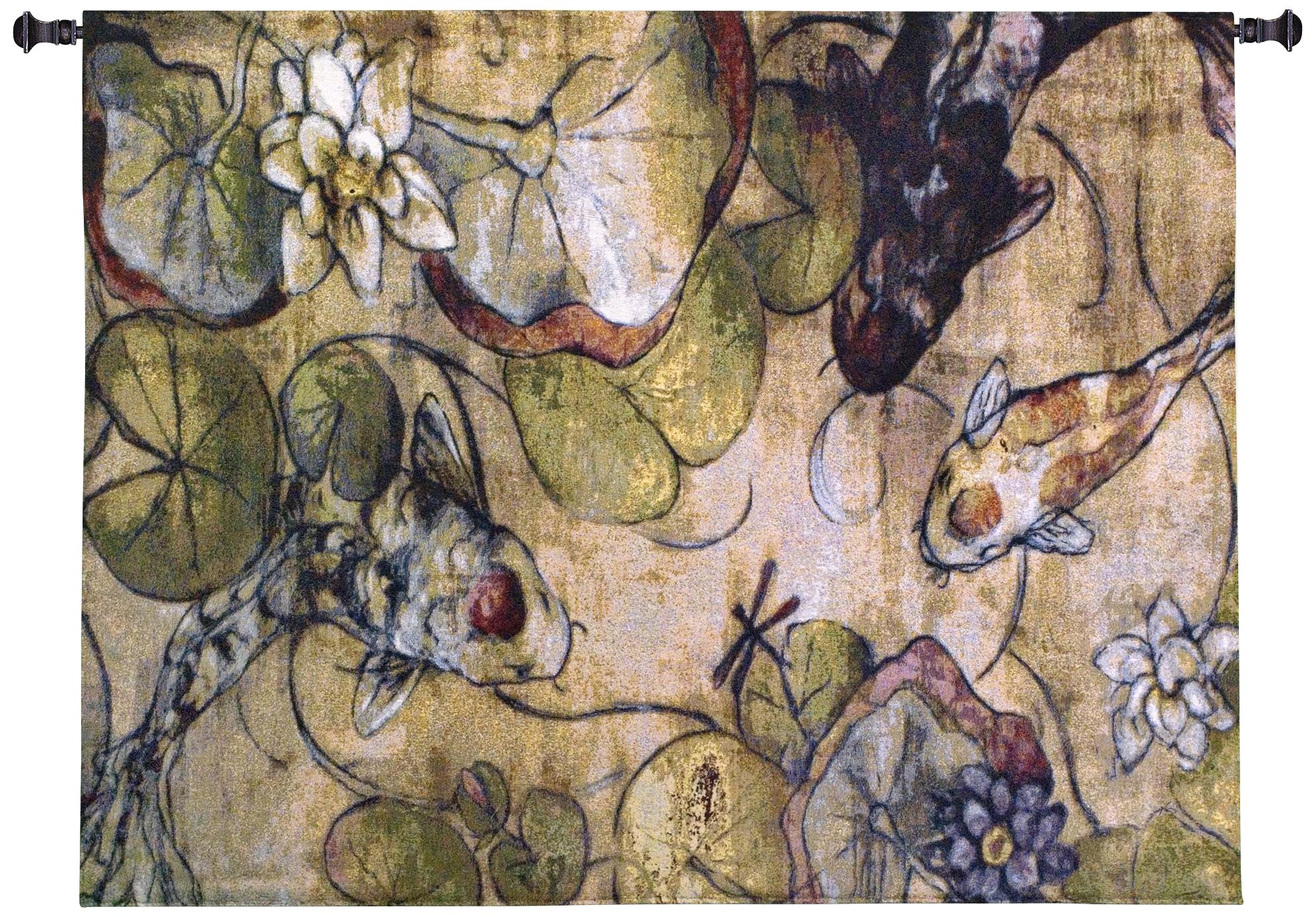 A Koi Rendezvous 53" Wide Wall Tapestry