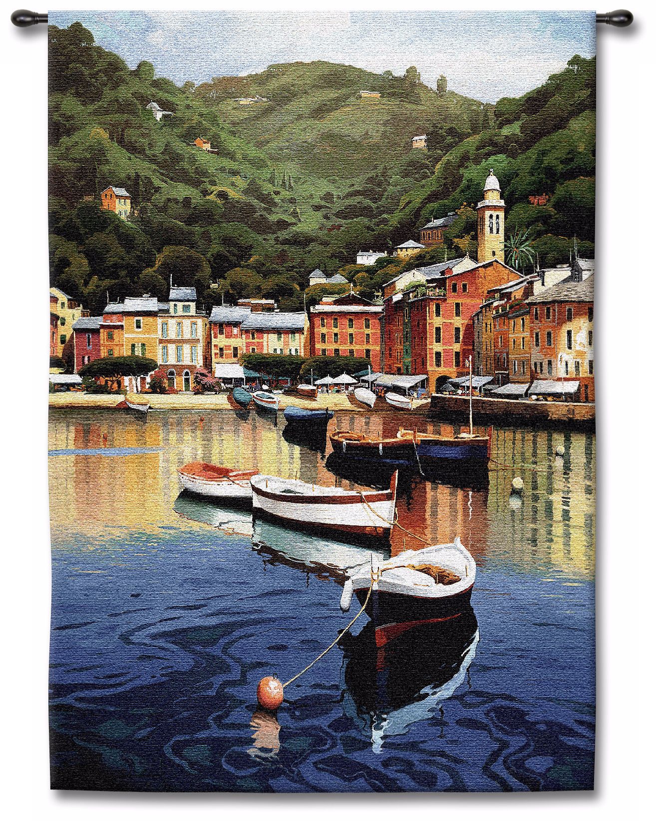 Harbor at Twilight 53" High Wall Tapestry