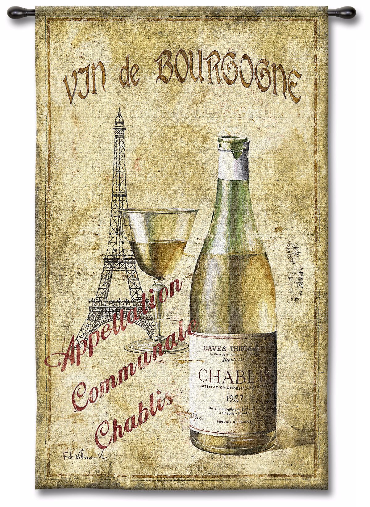 Vin de Bourgogne 53" High Wall Tapestry