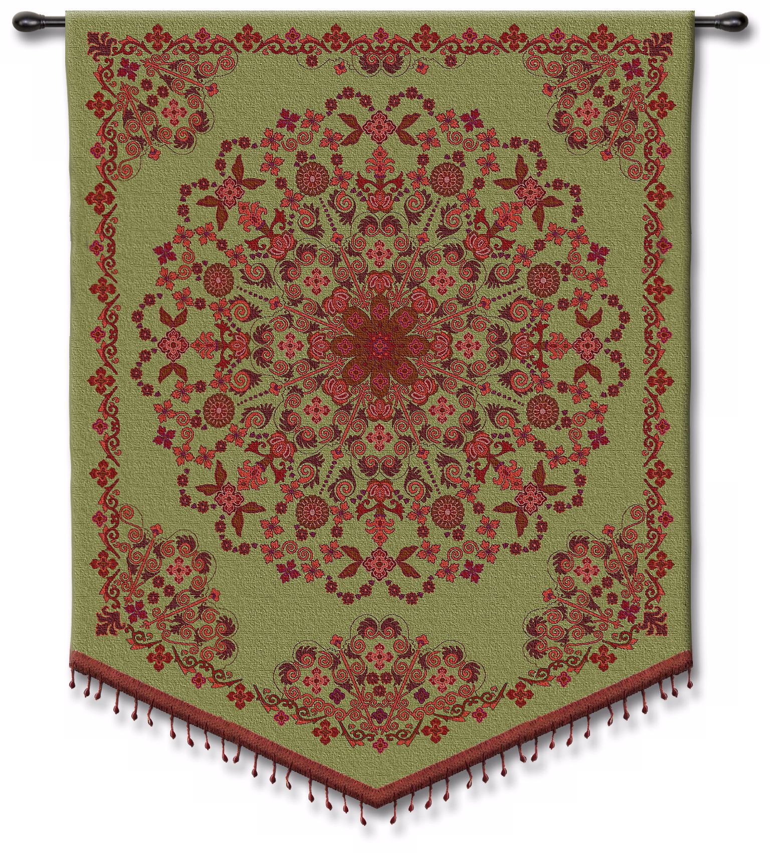 Beaded Indian 53" High Tapestry