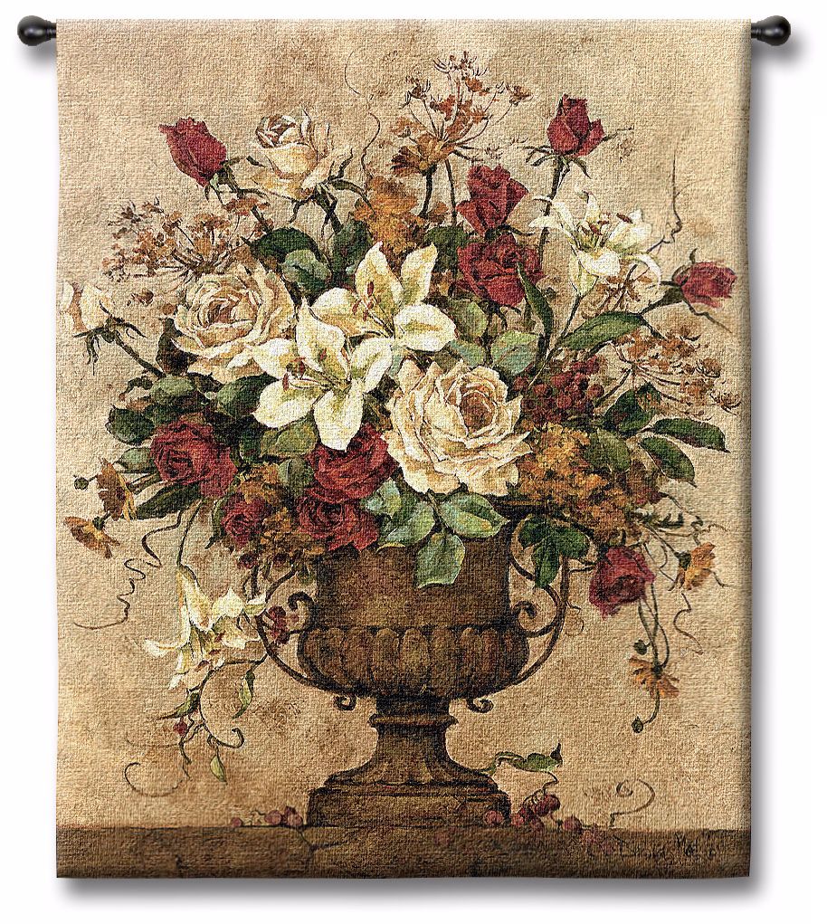 Rosy I Urn 32" High Wall Tapestry