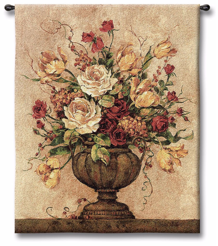 Rosy II Urn 32" High Wall Tapestry