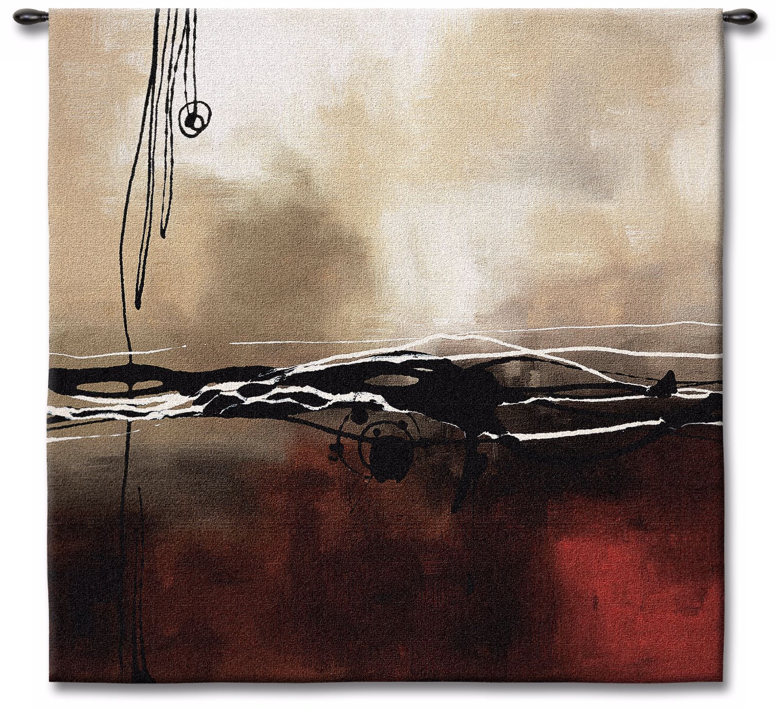 Dreams in Claret and Black I 53" Square Wall Tapestry