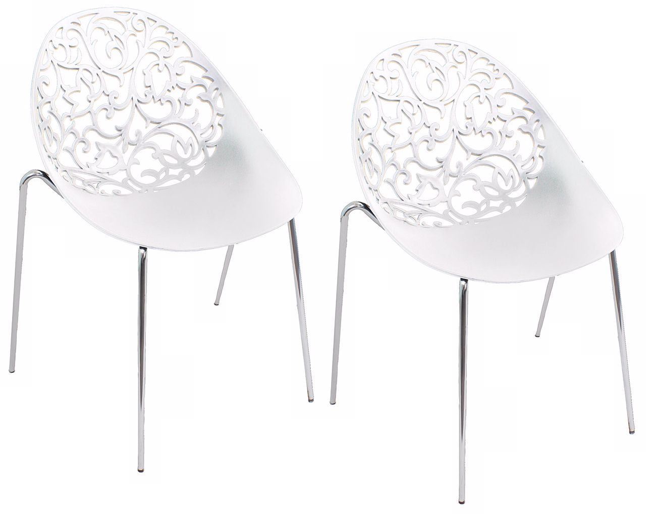 Set of Two Dahlia White Bucket Chairs