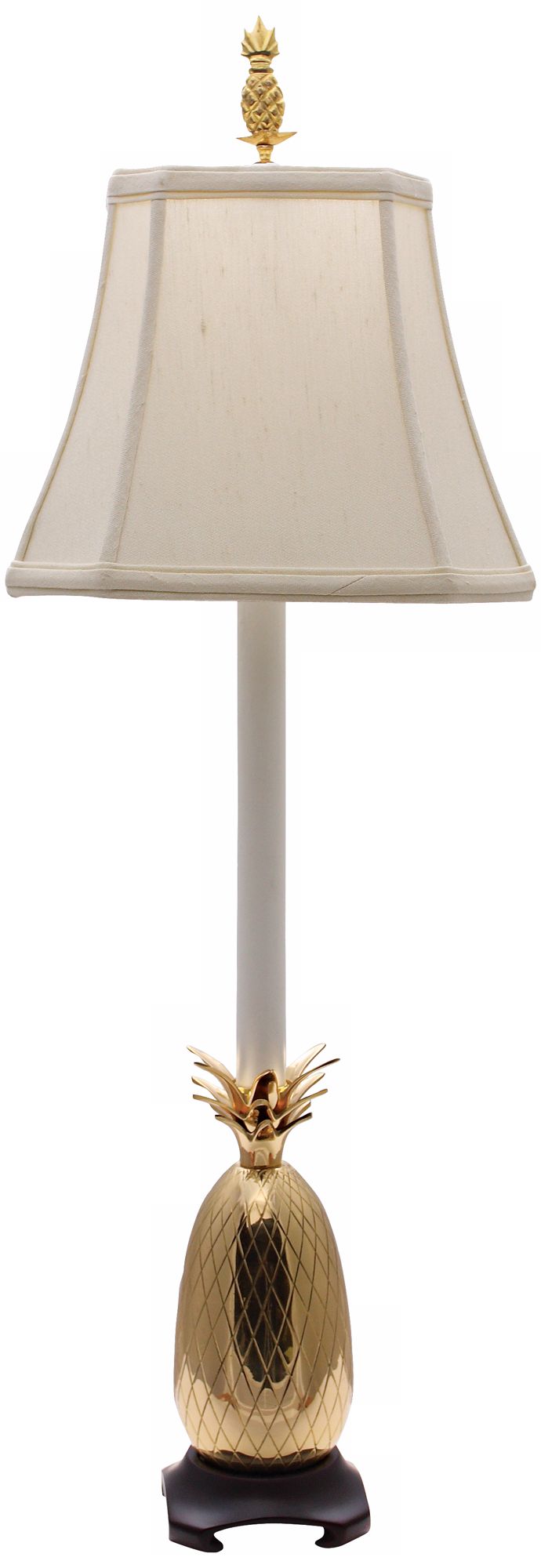 Tropical Brass White Shade Pineapple Buffet Table Lamp