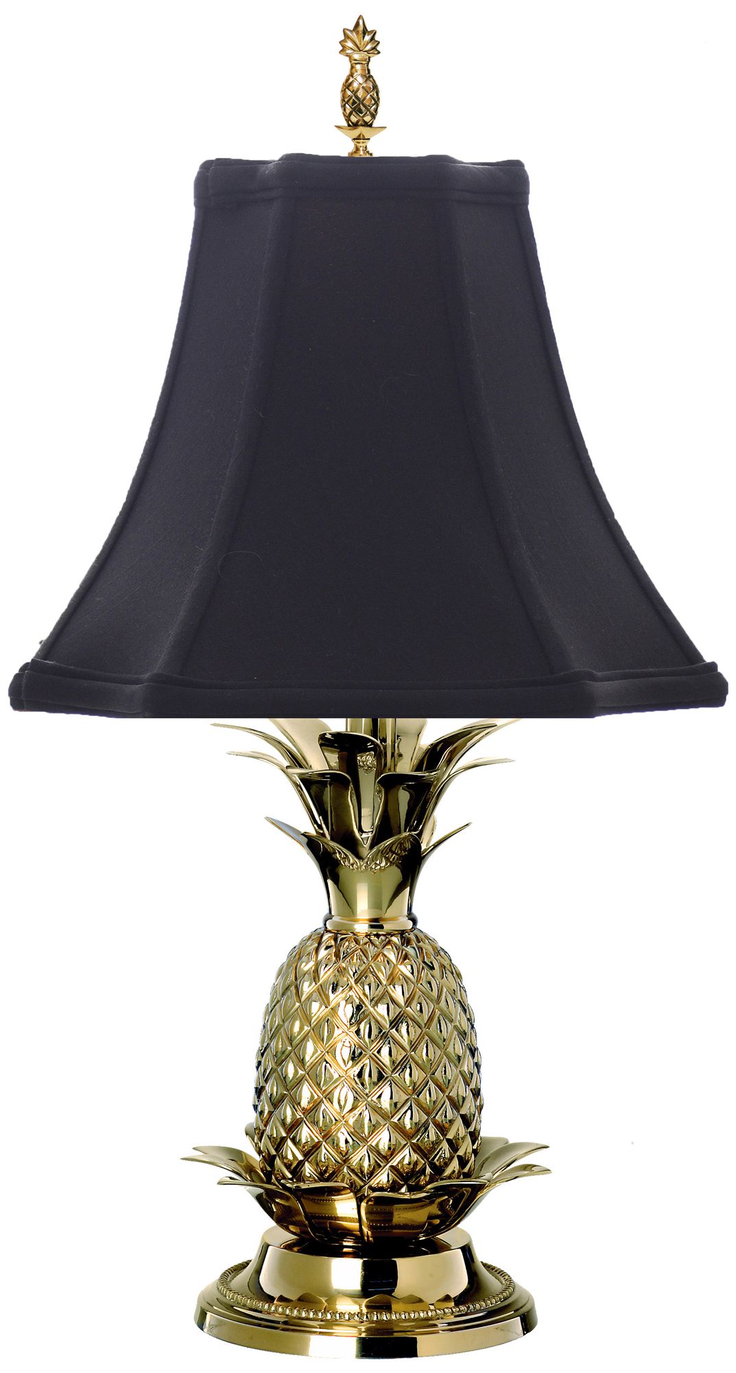 Tropical Brass Black Shade Pineapple Table Lamp
