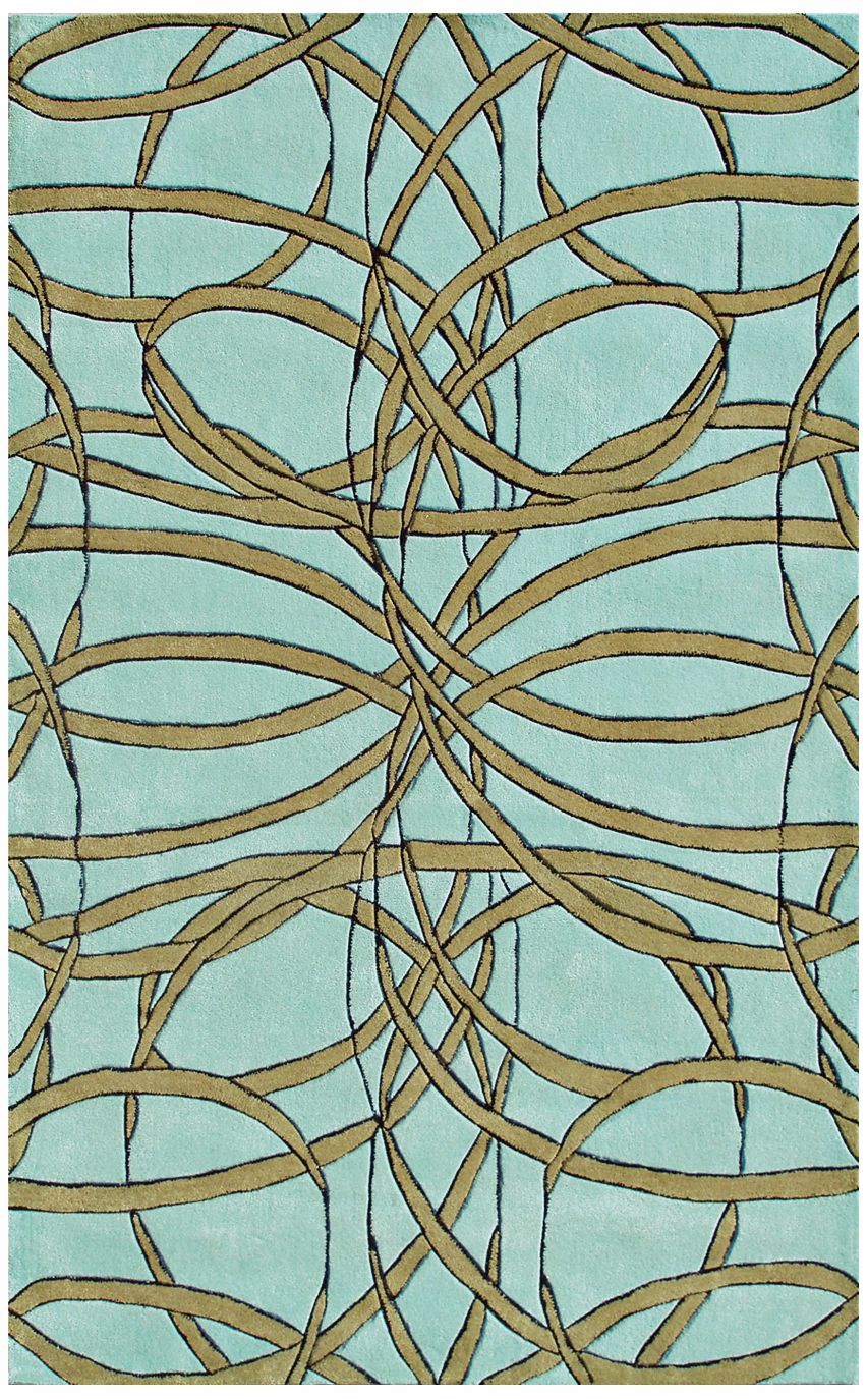 Ribbon Dance Aqua Handmade Rug