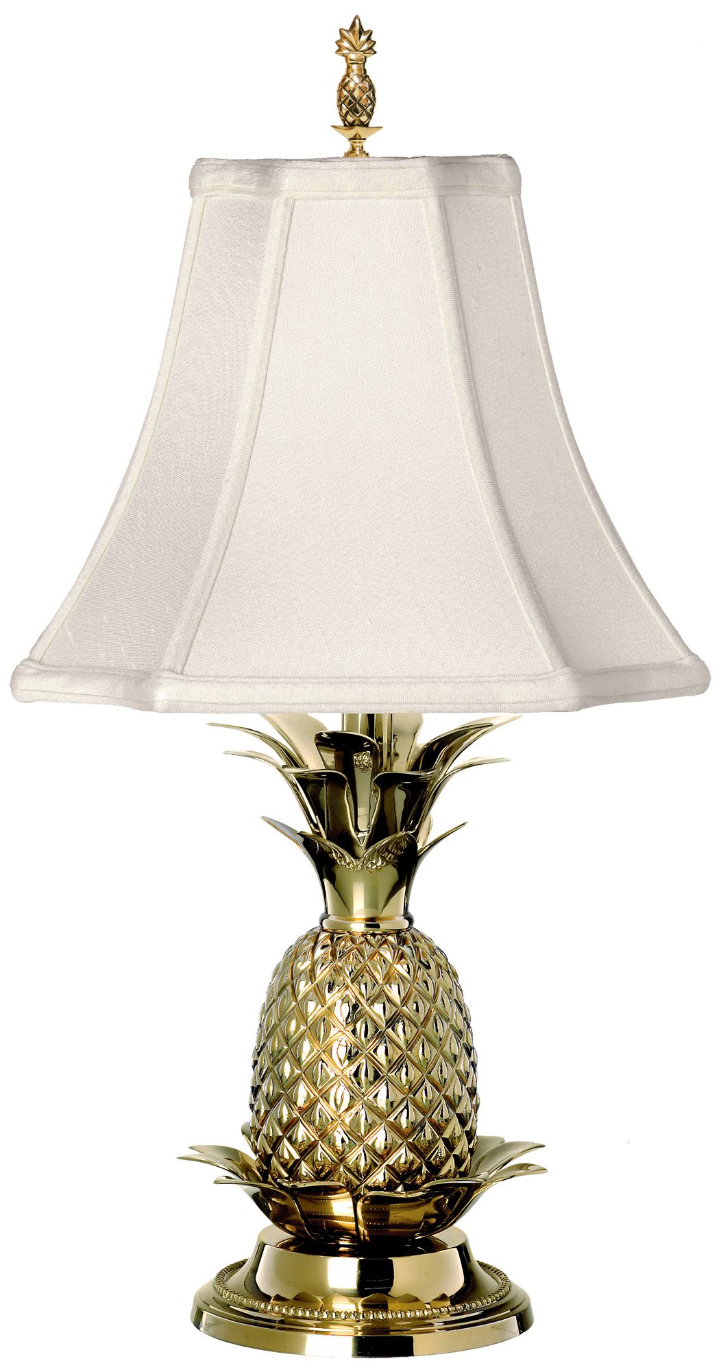 Tropical Brass White Shade Pineapple Table Lamp
